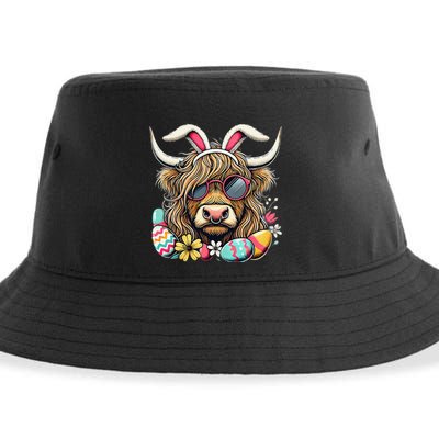 Easter Bunny Highland Cow Vibes Retro Shades Sustainable Bucket Hat