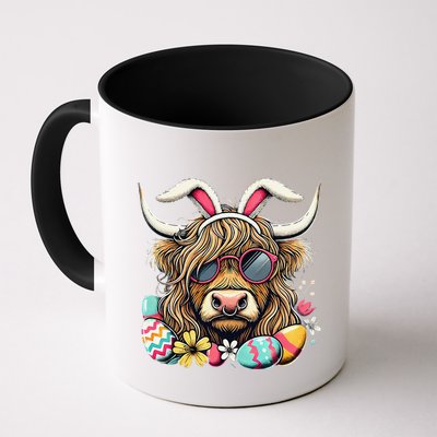 Easter Bunny Highland Cow Vibes Retro Shades Mug