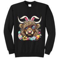 Easter Bunny Highland Cow Vibes Retro Shades Tall Sweatshirt