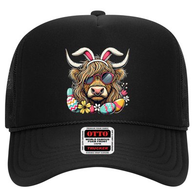 Easter Bunny Highland Cow Vibes Retro Shades Trucker Hat