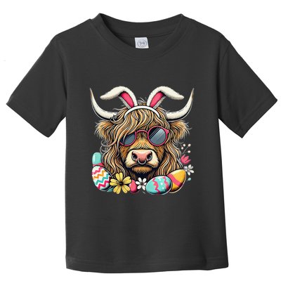 Easter Bunny Highland Cow Vibes Retro Shades Toddler T-Shirt