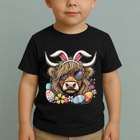 Easter Bunny Highland Cow Vibes Retro Shades Toddler T-Shirt