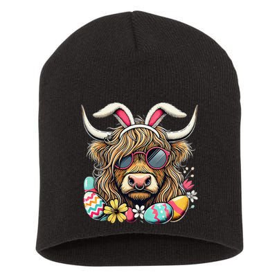 Easter Bunny Highland Cow Vibes Retro Shades Short Acrylic Beanie