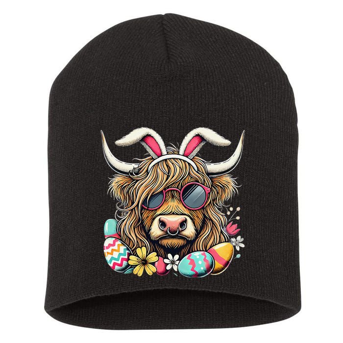 Easter Bunny Highland Cow Vibes Retro Shades Short Acrylic Beanie