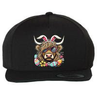 Easter Bunny Highland Cow Vibes Retro Shades Wool Snapback Cap
