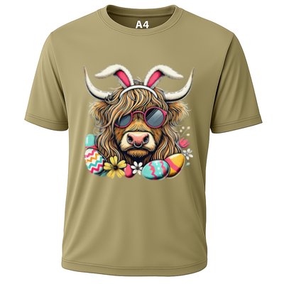 Easter Bunny Highland Cow Vibes Retro Shades Performance Shirt