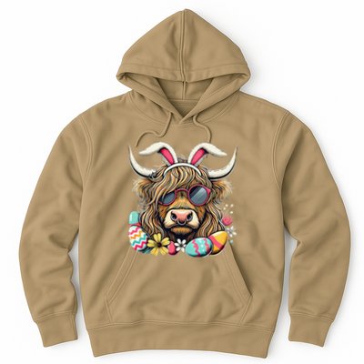 Easter Bunny Highland Cow Vibes Retro Shades Hoodie