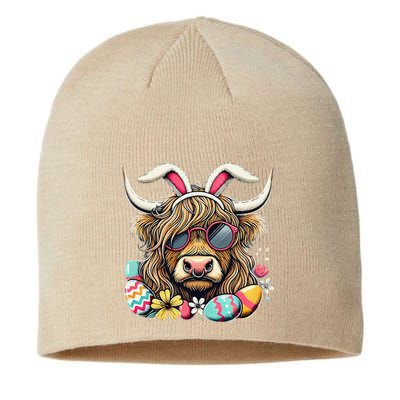 Easter Bunny Highland Cow Vibes Retro Shades Sustainable Beanie