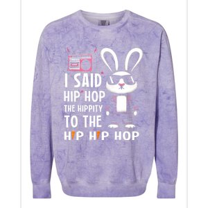 Easter Bunny Hip Hop Hippity Funny Women Colorblast Crewneck Sweatshirt