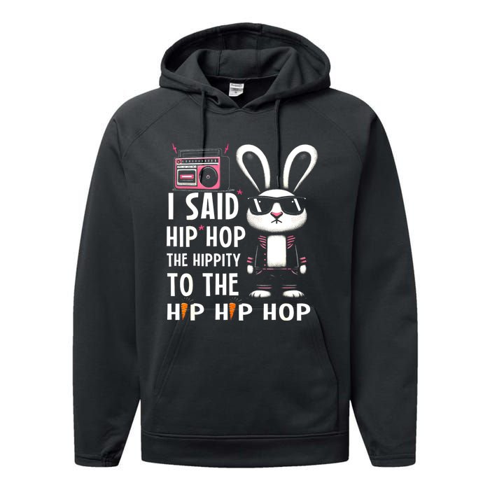 Easter Bunny Hip Hop Hippity Funny Women Performance Fleece Hoodie