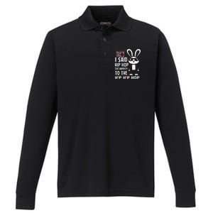 Easter Bunny Hip Hop Hippity Funny Women Performance Long Sleeve Polo