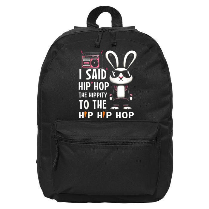 Easter Bunny Hip Hop Hippity Funny Women 16 in Basic Backpack