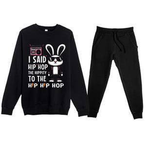 Easter Bunny Hip Hop Hippity Funny Women Premium Crewneck Sweatsuit Set