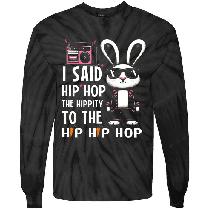 Easter Bunny Hip Hop Hippity Funny Women Tie-Dye Long Sleeve Shirt