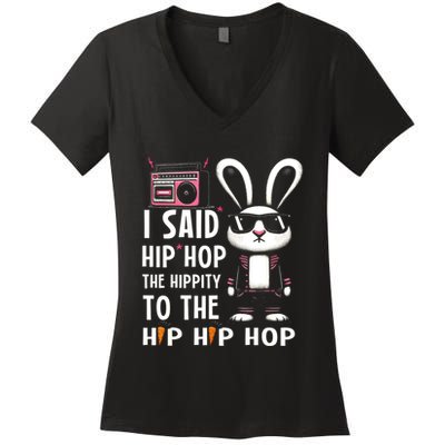 Easter Bunny Hip Hop Hippity Funny Women Women's V-Neck T-Shirt