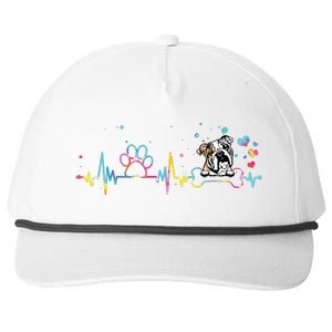 English Bulldog Heartbeat Funny Tie Dye Dog Lovers Snapback Five-Panel Rope Hat