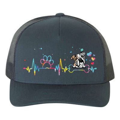 English Bulldog Heartbeat Funny Tie Dye Dog Lovers Yupoong Adult 5-Panel Trucker Hat