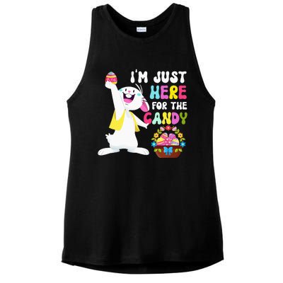 Easter Bunny IM Just Here For Easter Candy Ladies PosiCharge Tri-Blend Wicking Tank