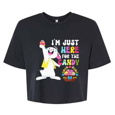 Easter Bunny IM Just Here For Easter Candy Bella+Canvas Jersey Crop Tee