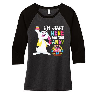 Easter Bunny IM Just Here For Easter Candy Women's Tri-Blend 3/4-Sleeve Raglan Shirt