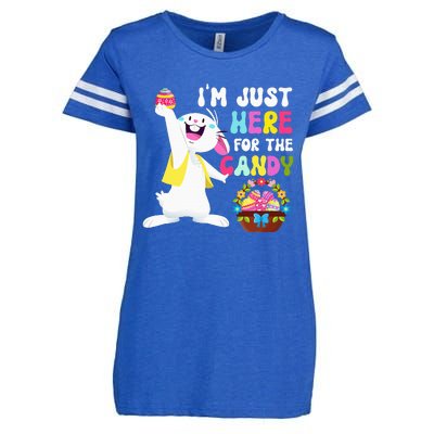 Easter Bunny IM Just Here For Easter Candy Enza Ladies Jersey Football T-Shirt