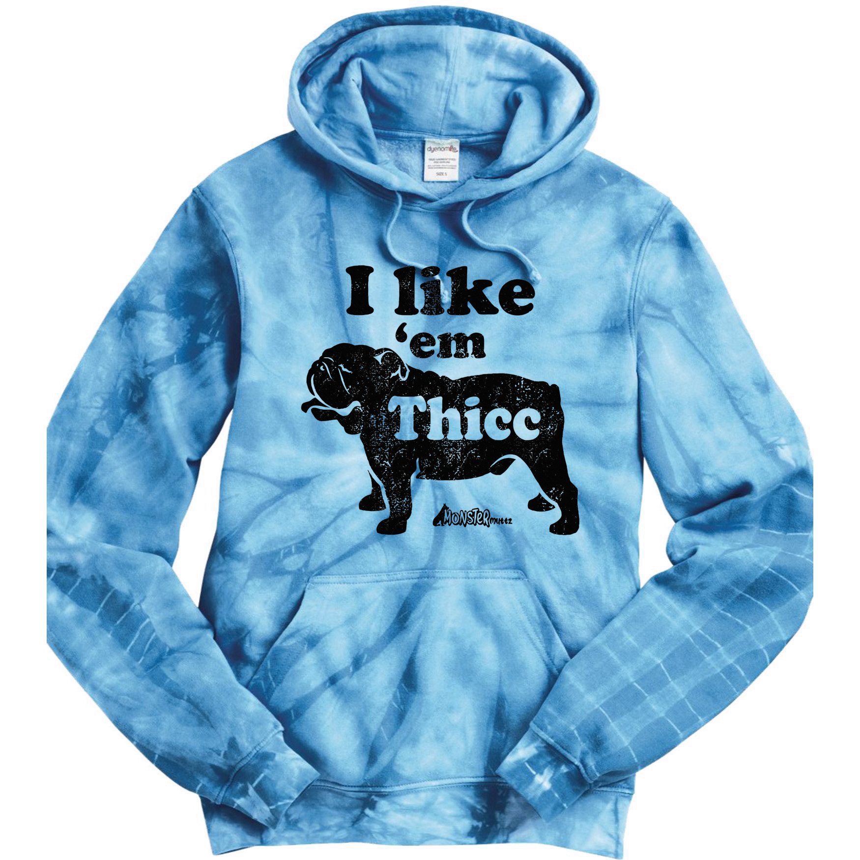 English Bulldog I Like Em Thicc Dog Silhouette Tie Dye Hoodie