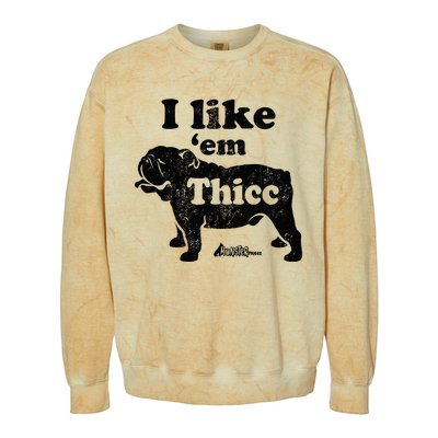 English Bulldog I Like Em Thicc Dog Silhouette Colorblast Crewneck Sweatshirt