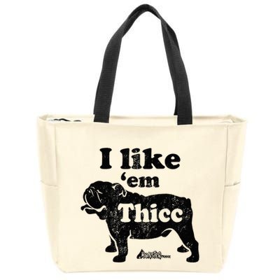 English Bulldog I Like Em Thicc Dog Silhouette Zip Tote Bag