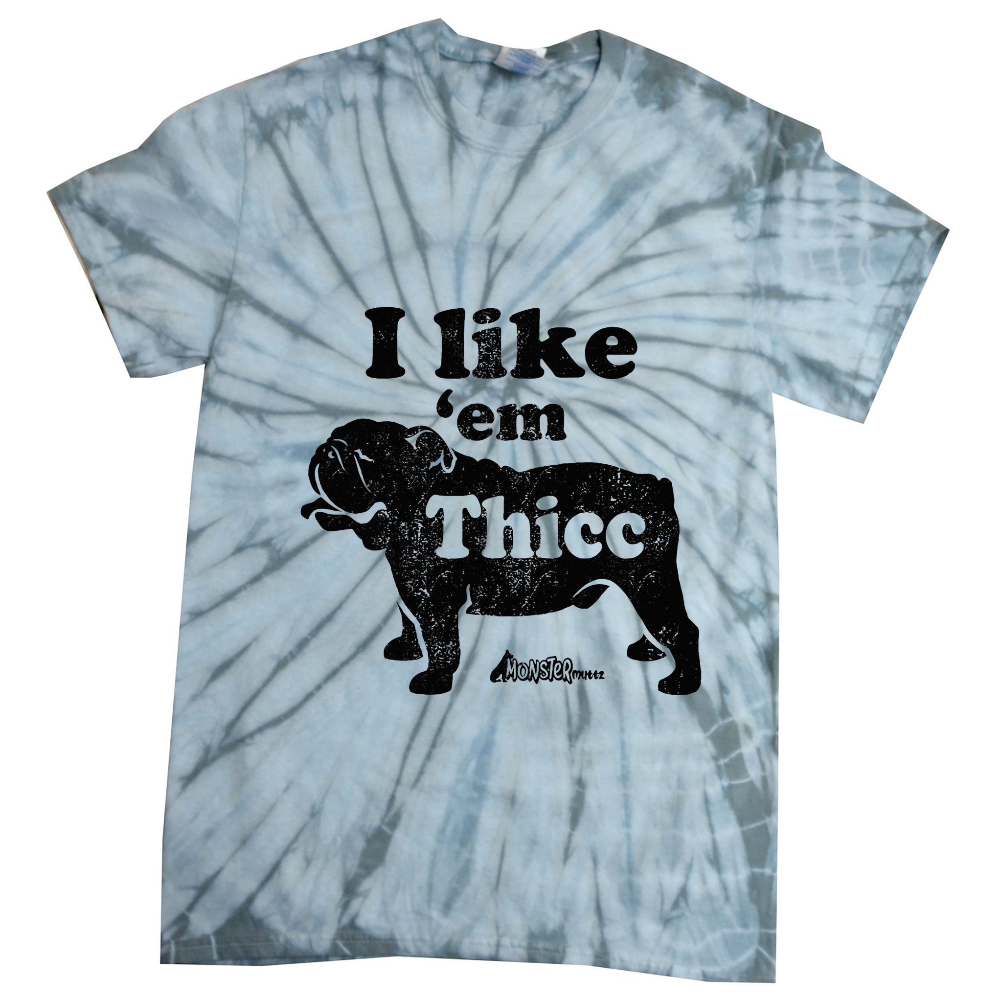 English Bulldog I Like Em Thicc Dog Silhouette Tie-Dye T-Shirt