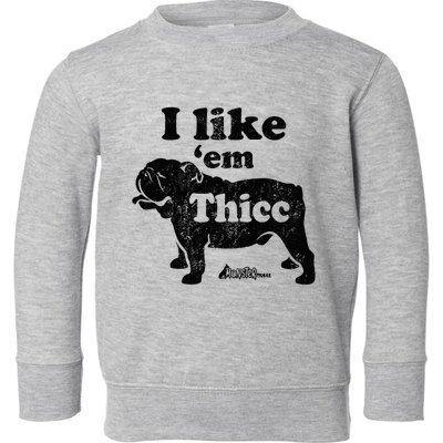 English Bulldog I Like Em Thicc Dog Silhouette Toddler Sweatshirt