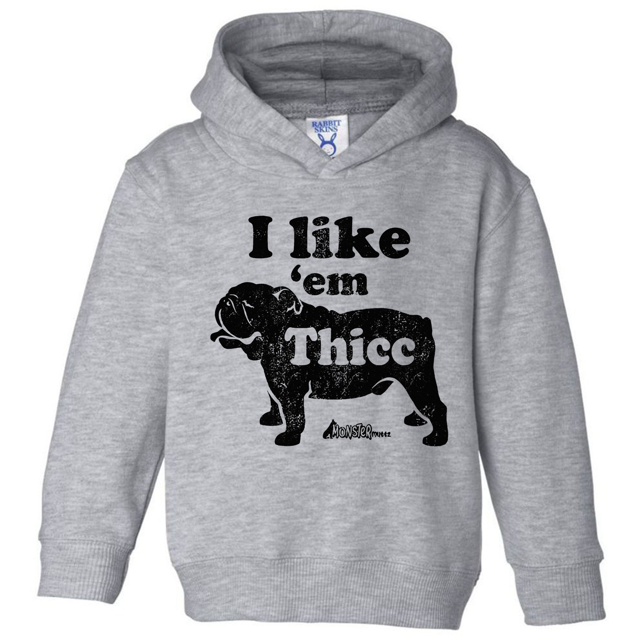 English Bulldog I Like Em Thicc Dog Silhouette Toddler Hoodie
