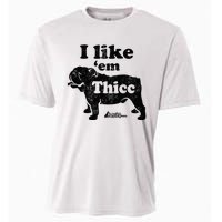 English Bulldog I Like Em Thicc Dog Silhouette Cooling Performance Crew T-Shirt