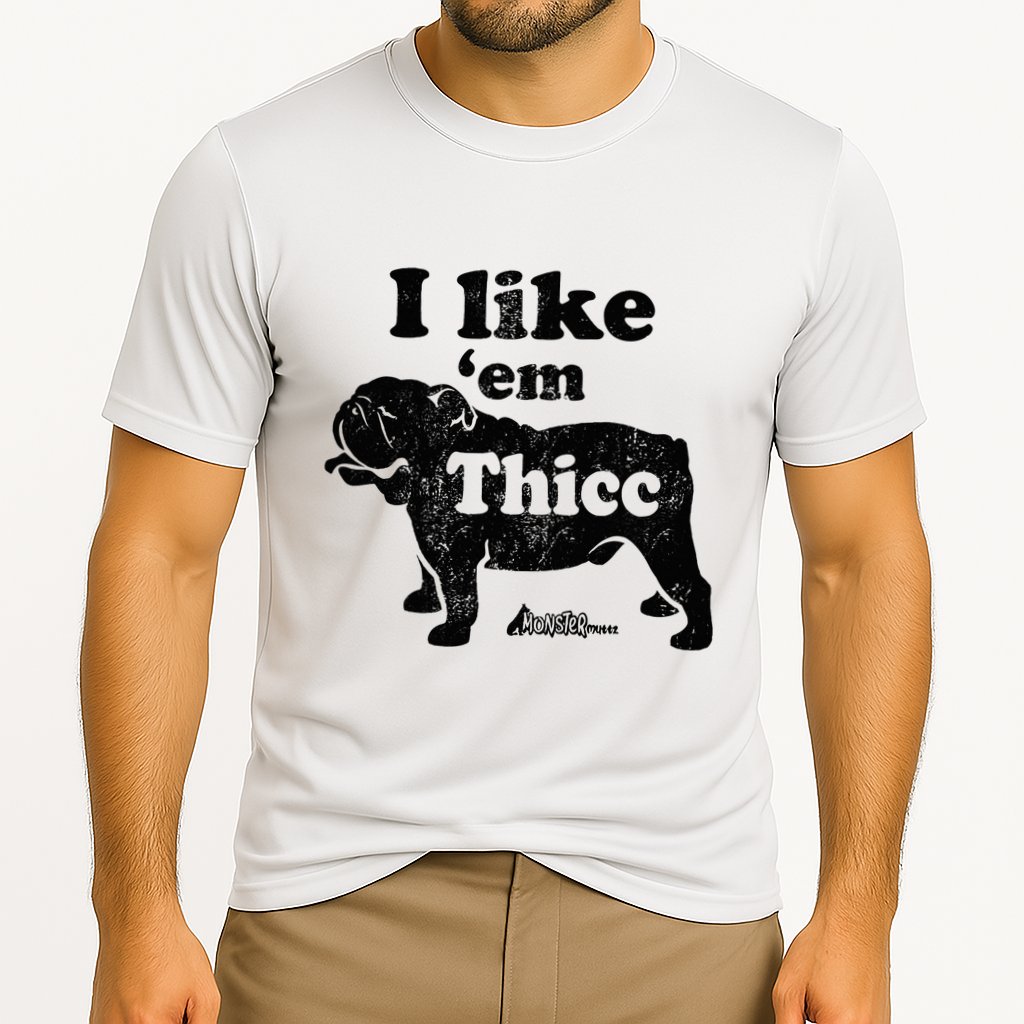 English Bulldog I Like Em Thicc Dog Silhouette Cooling Performance Crew T-Shirt