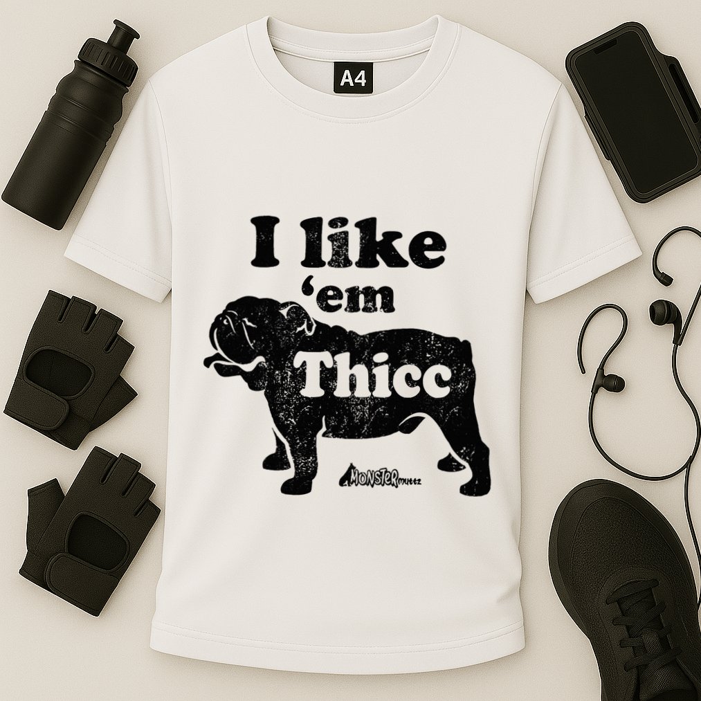 English Bulldog I Like Em Thicc Dog Silhouette Cooling Performance Crew T-Shirt