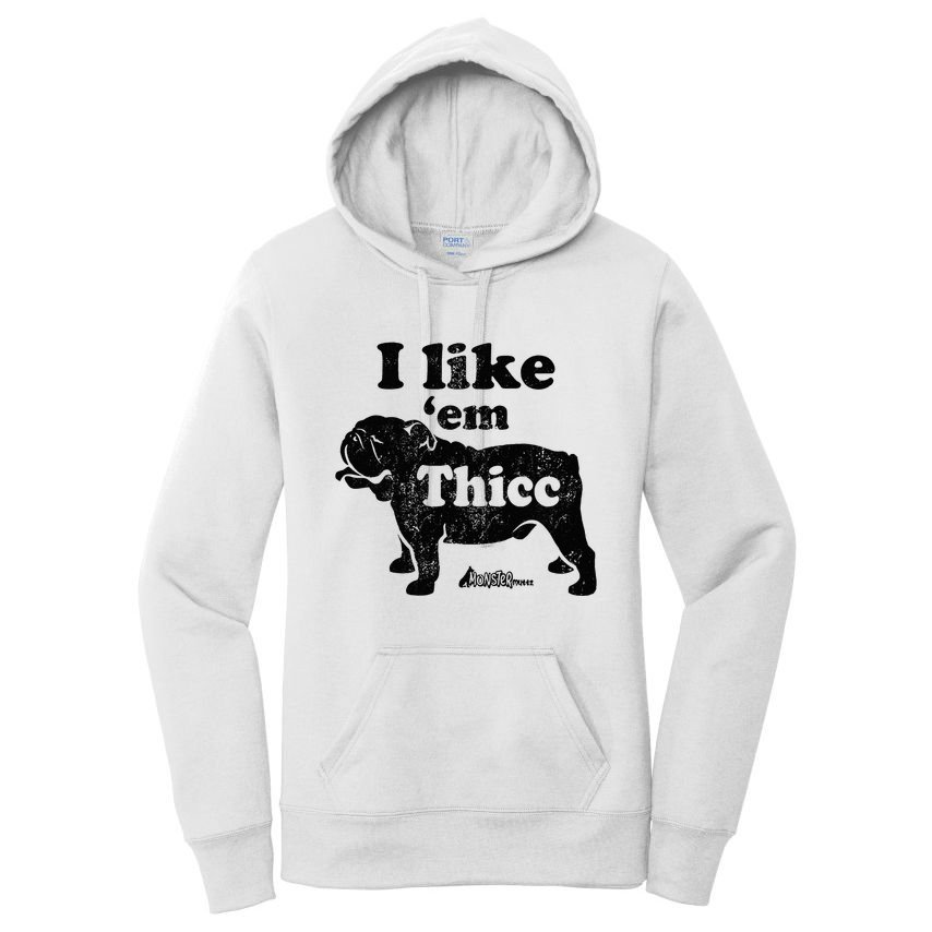 English Bulldog I Like Em Thicc Dog Silhouette Women's Pullover Hoodie