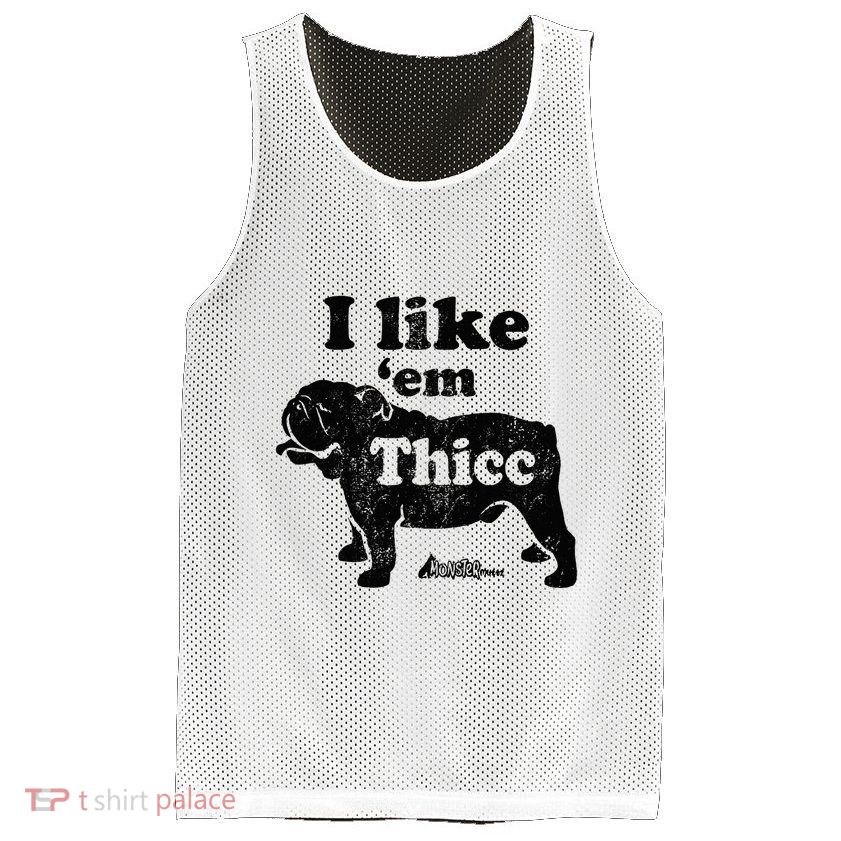 English Bulldog I Like Em Thicc Dog Silhouette Mesh Reversible Basketball Jersey Tank