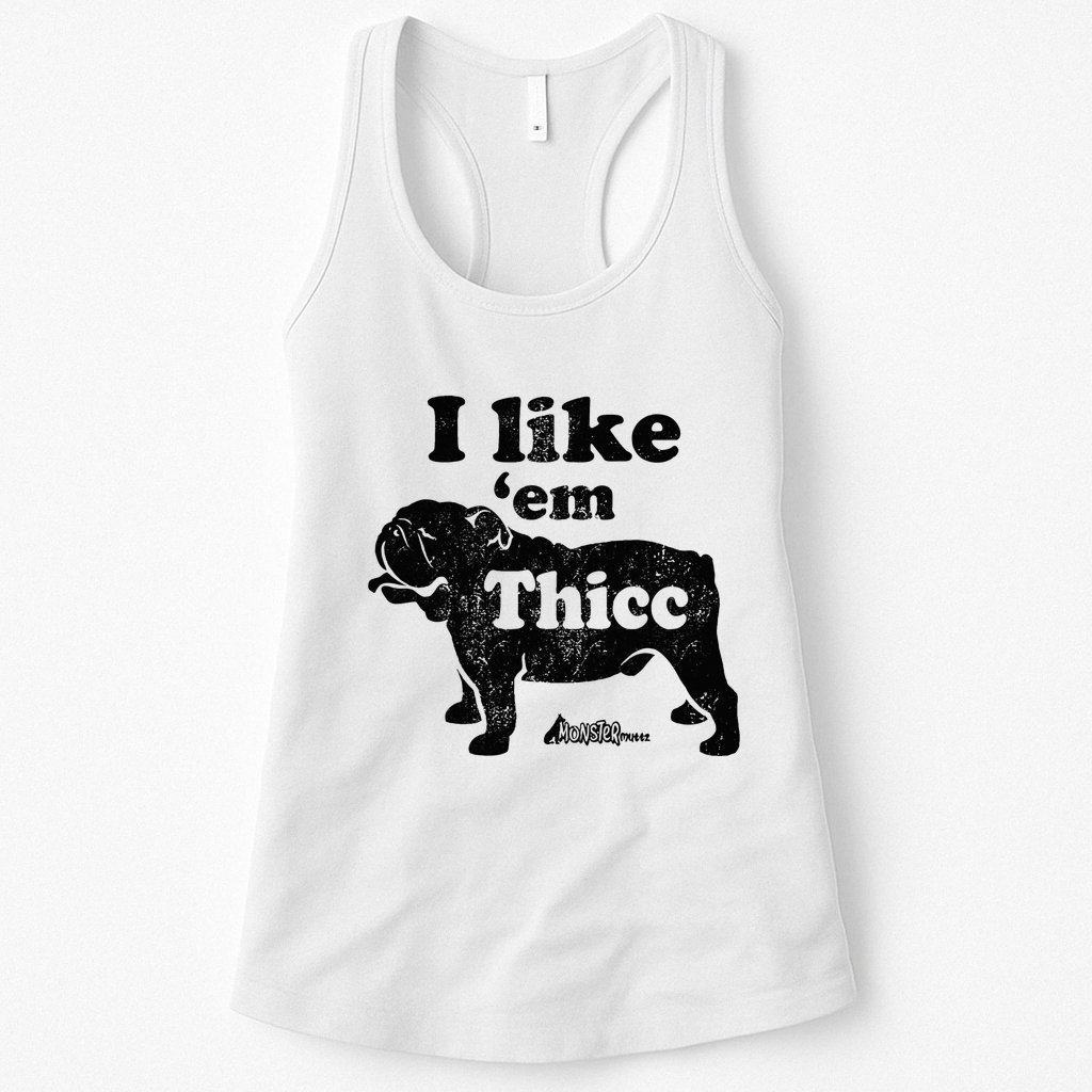 English Bulldog I Like Em Thicc Dog Silhouette Womens Tank Top