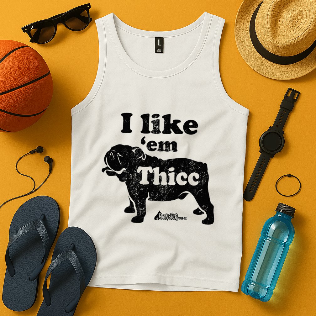 English Bulldog I Like Em Thicc Dog Silhouette Tank Top