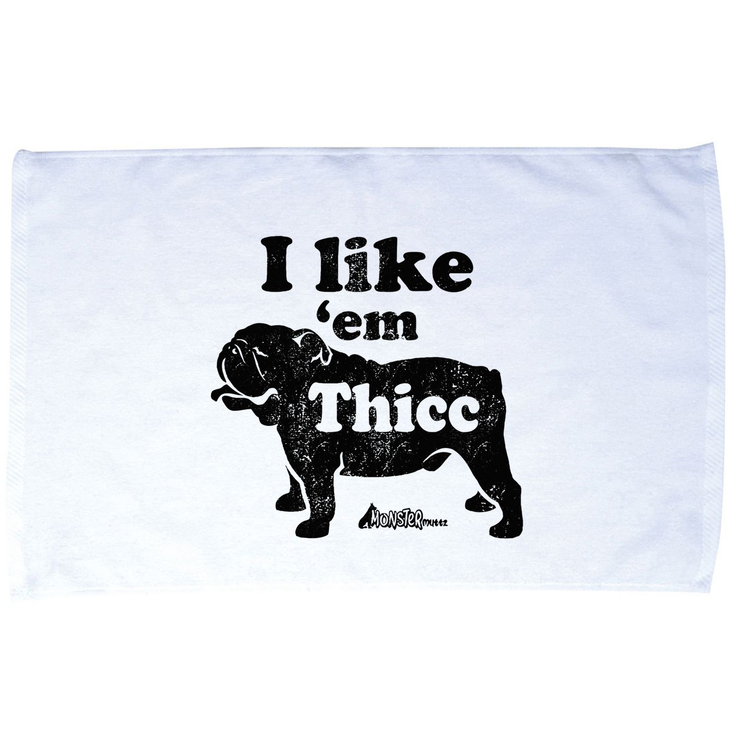 English Bulldog I Like Em Thicc Dog Silhouette Microfiber Hand Towel