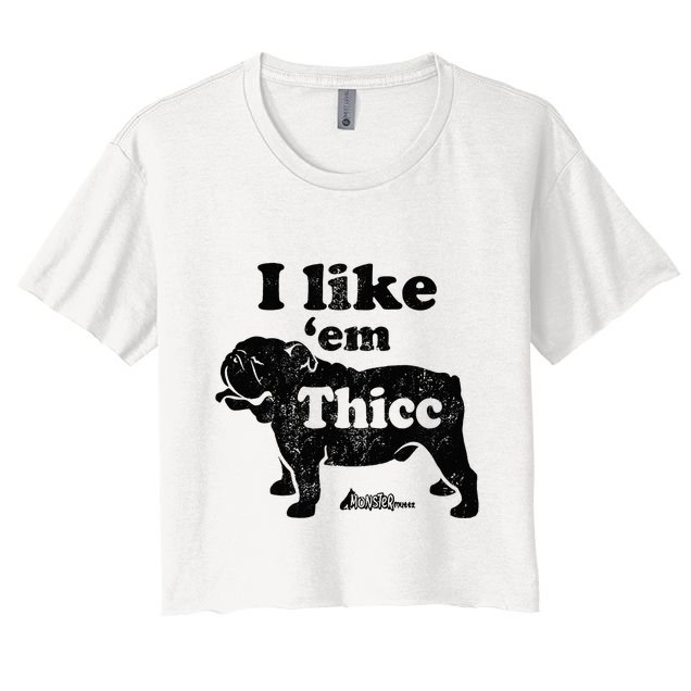 English Bulldog I Like Em Thicc Dog Silhouette Crop Top