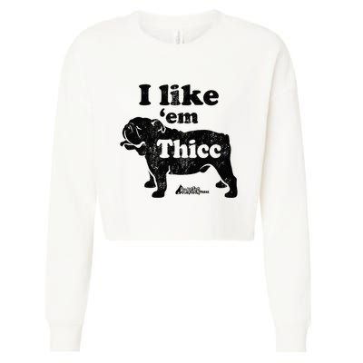 English Bulldog I Like Em Thicc Dog Silhouette Cropped Pullover Crew