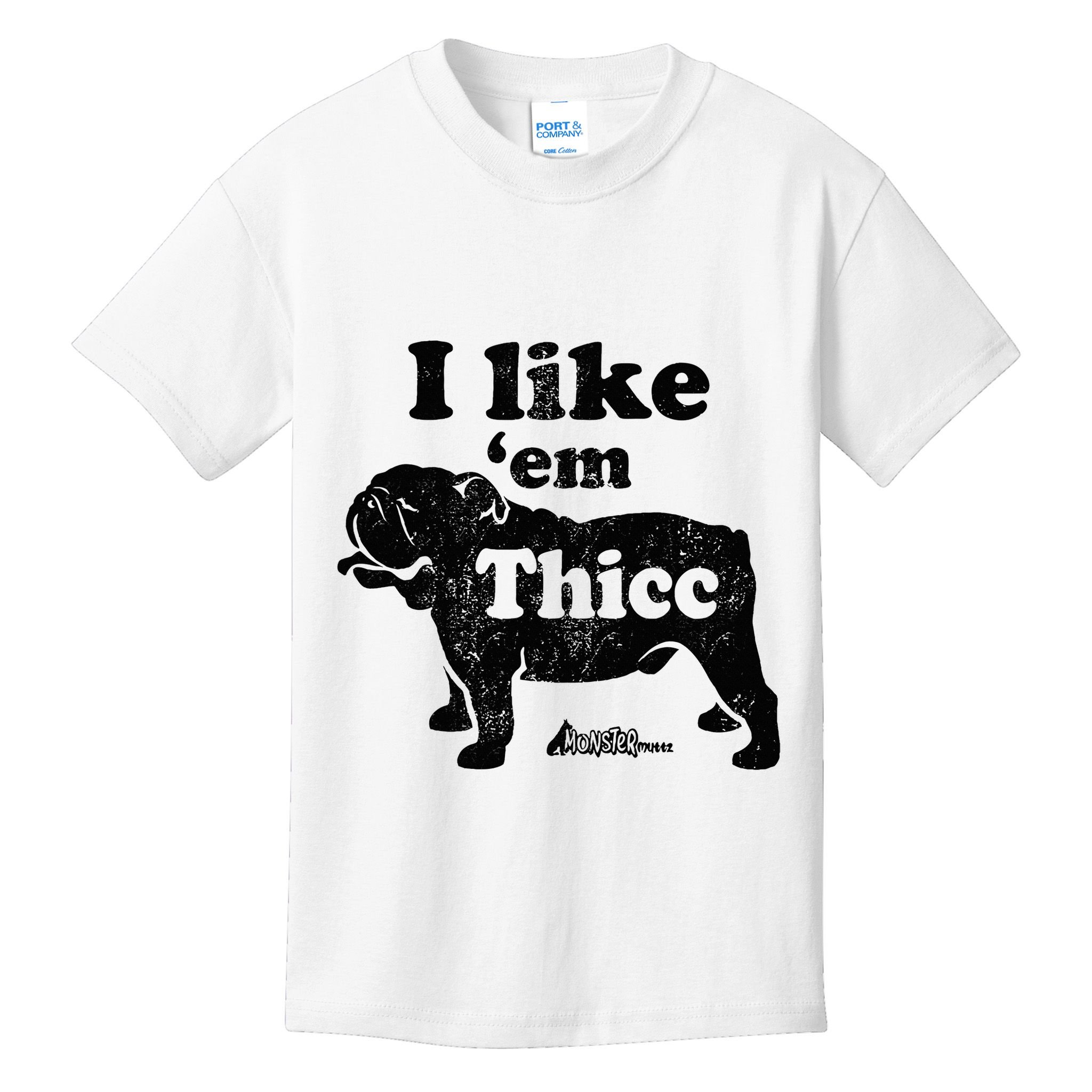 English Bulldog I Like Em Thicc Dog Silhouette Kids T-Shirt