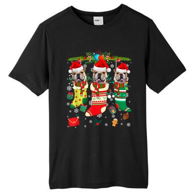 English Bulldogs In Christmas Socks Puppy Lovers Xmas Meaningful Gift Tall Fusion ChromaSoft Performance T-Shirt