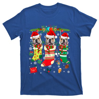 English Bulldogs In Christmas Socks Puppy Lovers Xmas Meaningful Gift T-Shirt