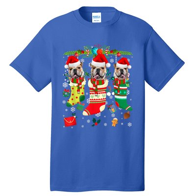 English Bulldogs In Christmas Socks Puppy Lovers Xmas Meaningful Gift Tall T-Shirt