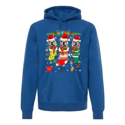 English Bulldogs In Christmas Socks Puppy Lovers Xmas Meaningful Gift Premium Hoodie