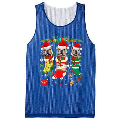 English Bulldogs In Christmas Socks Puppy Lovers Xmas Meaningful Gift Mesh Reversible Basketball Jersey Tank