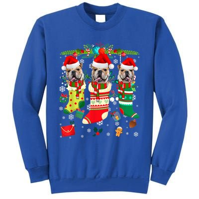 English Bulldogs In Christmas Socks Puppy Lovers Xmas Meaningful Gift Tall Sweatshirt