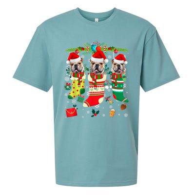 English Bulldogs In Christmas Socks Puppy Lovers Xmas Meaningful Gift Sueded Cloud Jersey T-Shirt