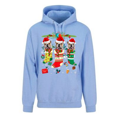 English Bulldogs In Christmas Socks Puppy Lovers Xmas Meaningful Gift Unisex Surf Hoodie